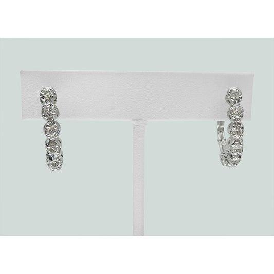 Orecchino A Cerchio Da Donna Con Vero Diamanti Rotondi Da 2.5 Carati In Oro Bianco Massiccio 14k