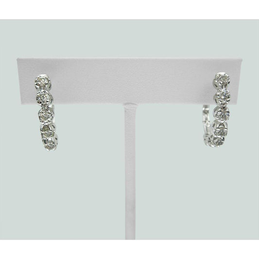 Orecchino A Cerchio Da Donna Con Vero Diamanti Rotondi Da 2.5 Carati In Oro Bianco Massiccio 14k