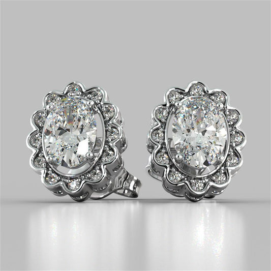 vero round diamante 4.25carati orecchino vista frontale