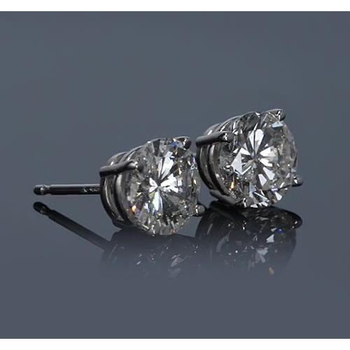 Orecchino A Lobo Con Naturale Diamante Rotondo A Griffe Da 2.50 Carati In Oro Bianco 14K F Vs1