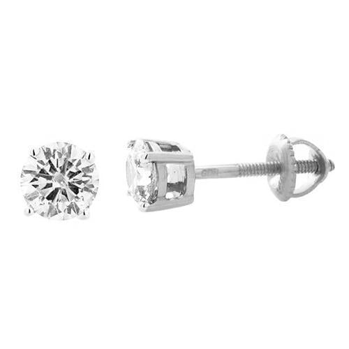 Orecchino A Lobo Con Taglio A Vero Diamante Rotondo 3.50 Ct. Gioielli In Oro Bianco