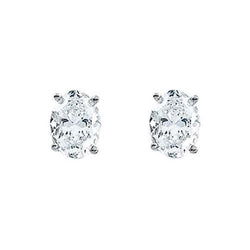Orecchino Da Donna Con Genuino Diamante A Taglio Ovale Da 2 Carati In Oro Bianco 14k Nuovo