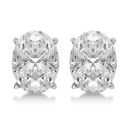 Orecchino Da Donna Con Naturale Diamante A Taglio Ovale Da 4 Carati In Oro Bianco 14K