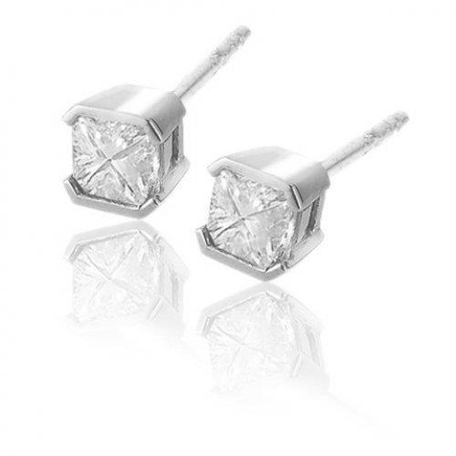 Orecchino Da Donna Con Naturale Diamante Taglio Principessa Da 1.70 Carati. Oro 14K