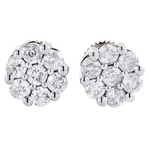 Orecchino Da Donna Con Vero Diamante Rotondo A Forma Di Anello. Gioielli In Oro Bianco Da 3.5 Carati