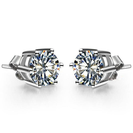 Orecchino Da Donna In Oro Bianco 14K Con Genuino Diamanti A Taglio Rotondo Scintillante Da 2.10 Ct