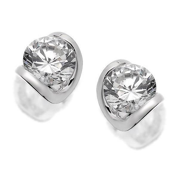 Orecchino Da Donna In Oro Bianco 14K Con Genuino Diamanti Taglio Rotondo F Vs1 Da 2.60 Ct