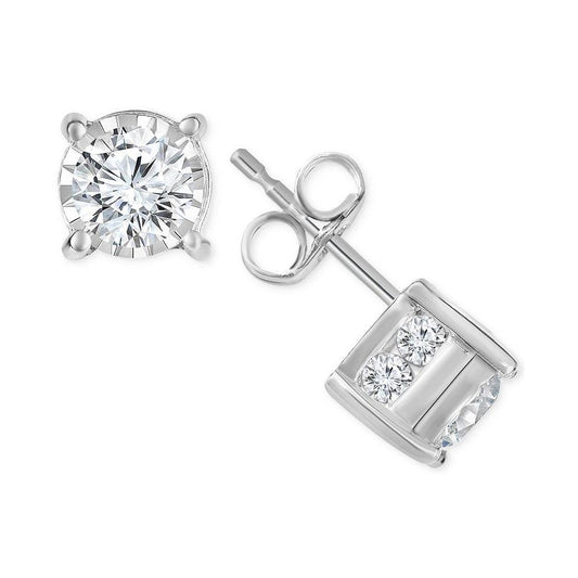 Orecchino Da Donna In Oro Bianco Con Genuino Diamanti A Taglio Brillante Rotondo Da 4.60 Ct