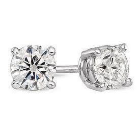 Orecchino Da Donna In Oro Bianco Massiccio 14K Con Naturale Diamante A Taglio Rotondo Da 2.5 Ct