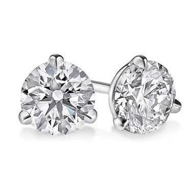 Orecchino Da Donna Solitario Con Vero Diamante Rotondo Da 2 Carati Con 3 Punte