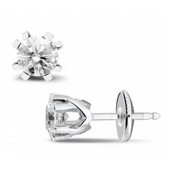 Orecchino Solitario Criss Cross Da Donna In Oro Bianco Con Naturale Diamante Rotondo A Taglio Brillante Da 3 Ct