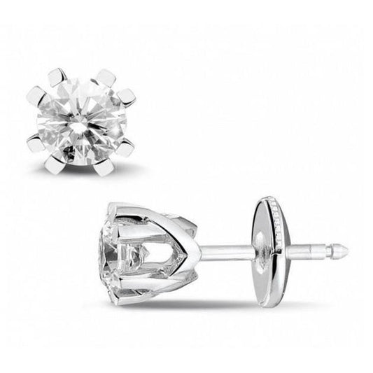 Orecchino Solitario Criss Cross Da Donna In Oro Bianco Con Naturale Diamante Rotondo A Taglio Brillante Da 3 Ct