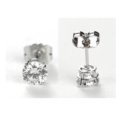 Orecchino Solitario Rotondo Con Vero Diamante 1.70 Ct. Gioielli In Oro Bianco