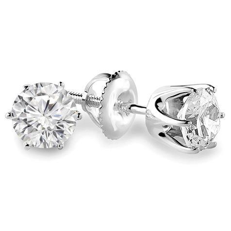 Orecchino A Borchie Con Vero Diamante Solitario Da 0,74 Ct Con Taglio A Brillante Rotondo