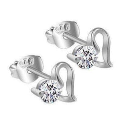 Orecchino A Bottone A Forma Di Cuore Con Genuino Diamante Taglio Rotondo 1,5 Ct 14K Oro Bianco