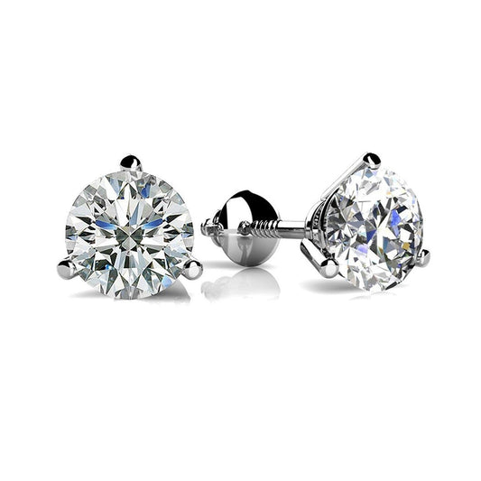 Orecchino A Bottone Con Genuino Diamante Solitario Rotondo Da 1,3 Ct