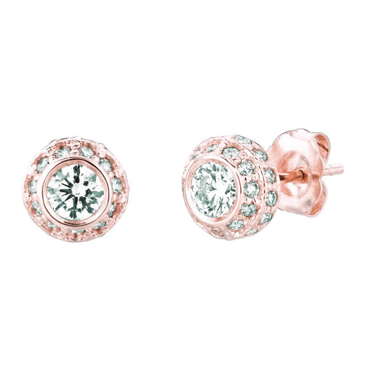 Orecchino A Bottone Con Naturale Diamante 1.90 Carati Rosa 14K