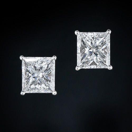 Orecchino A Bottone Con Naturale Diamante Con Taglio A Principessa Grande Da 4 Ct