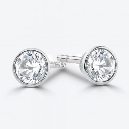 Orecchino A Bottone Da Donna Con Genuino Diamanti A Taglio Rotondo Da 0,90 Carati, Set Di Castoni In Oro Bianco 14K