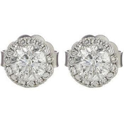 Orecchino A Bottone In Oro Bianco 14K Con Naturale Diamante Taglio Rotondo Da 2,1 Ct