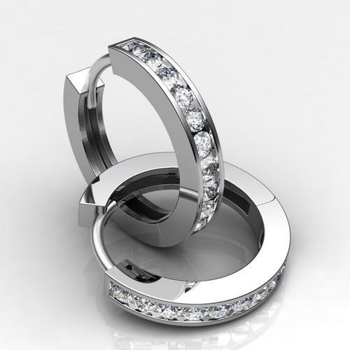 Orecchino A Cerchio Con Naturale Diamanti A Taglio Rotondo Da 2,60 Ct In Oro Bianco 14K
