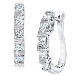 Orecchino A Cerchio Con Naturale Diamanti Taglio Principessa Da Donna In Oro Massiccio 14K 6 Carati