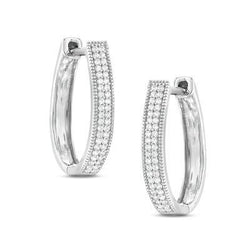 Orecchino A Cerchio Da Donna In Oro Bianco Con Vero Diamante Taglio Brillante Rotondo Da 1,7 Ct