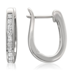 Orecchino A Cerchio In Oro Bianco 14K Con Naturale Diamante Taglio Principessa 3 Ct