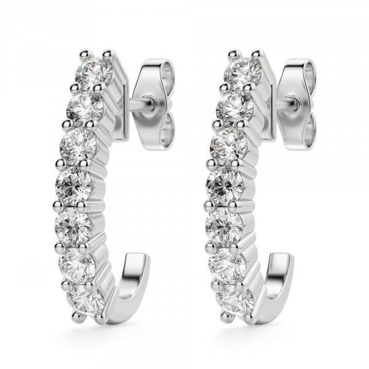 Orecchino A Cerchio J Con Naturale Diamante Tondo Da 1,40 Ct