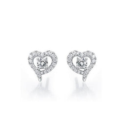 Orecchino A Forma Di Cuore Con Lobo Di Genuino Diamante Da 1,40 Carati In Oro Bianco 14K