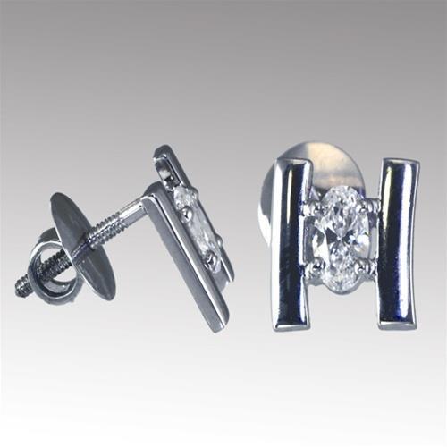 Orecchino A Lobo Con Naturale Diamante Taglio Ovale 1 Carato 14K Oro Bianco