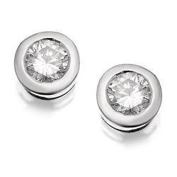 Orecchino A Lobo Con Naturale Diamante Taglio Rotondo 1 Carato Oro Bianco 14K