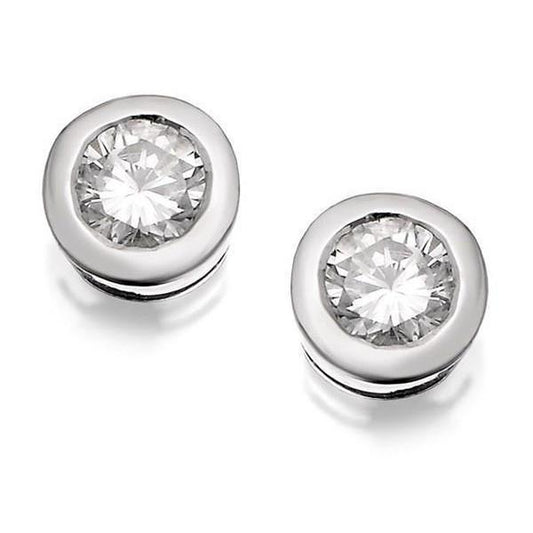 Orecchino A Lobo Con Naturale Diamante Taglio Rotondo 1 Carato Oro Bianco 14K