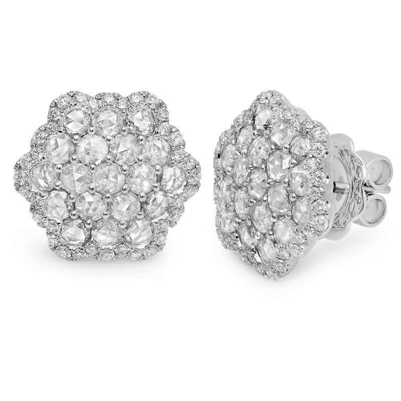 Orecchino A Lobo Con Vero Diamante Da 3.20 Carati. Oro Bianco 18K
