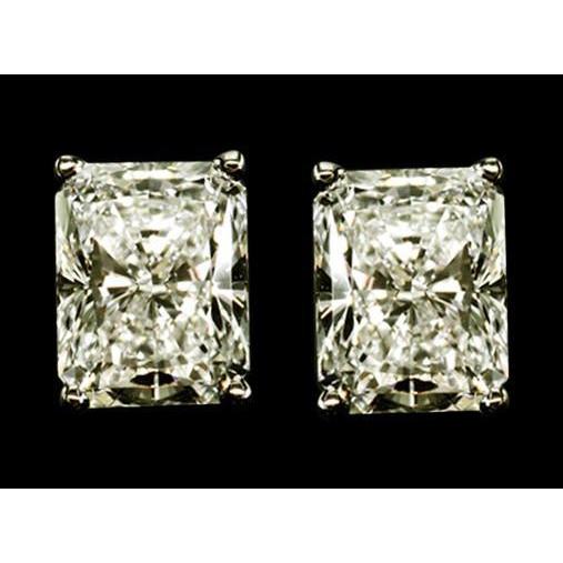 Orecchino Con Genuino Diamanti 4 Ct. Orecchino A Bottone In Oro Bianco Con Diamanti