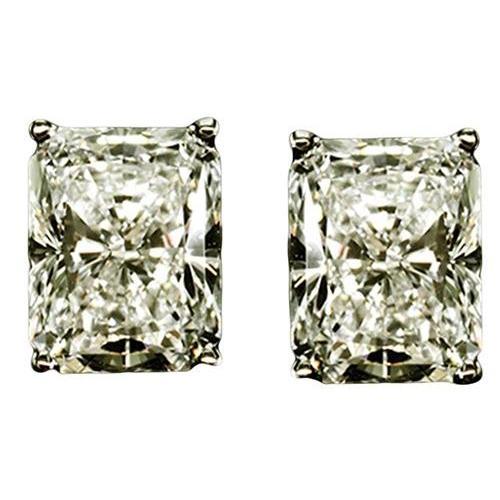 Orecchino Con Genuino Diamanti 4 Ct. Orecchino A Bottone In Oro Bianco Con Diamanti