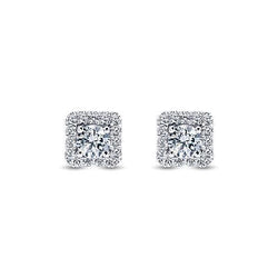 Orecchino Da Donna Con Genuino Diamanti Taglio Rotondo Halo 3,60 Carati Oro Bianco 14K