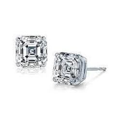 Orecchino Da Donna Con Vero Diamante Taglio Asscher Da 1 Carato In Oro Bianco 14K