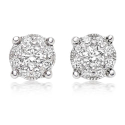Orecchino Da Donna Halo Con Genuino Diamante Taglio Brillante Rotondo Da 2 Ct.