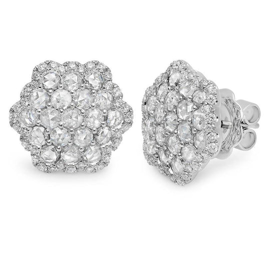 Orecchino A Lobo Con Vero Diamante Da 3.20 Carati. Oro Bianco 14K