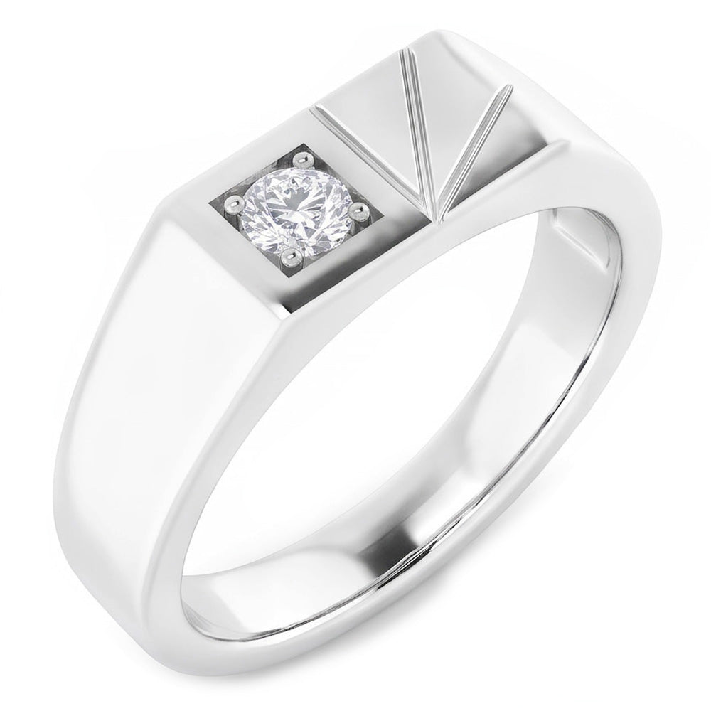 Oro 14 Carati Bianco Diamante Anello Monopietra – 1-carati