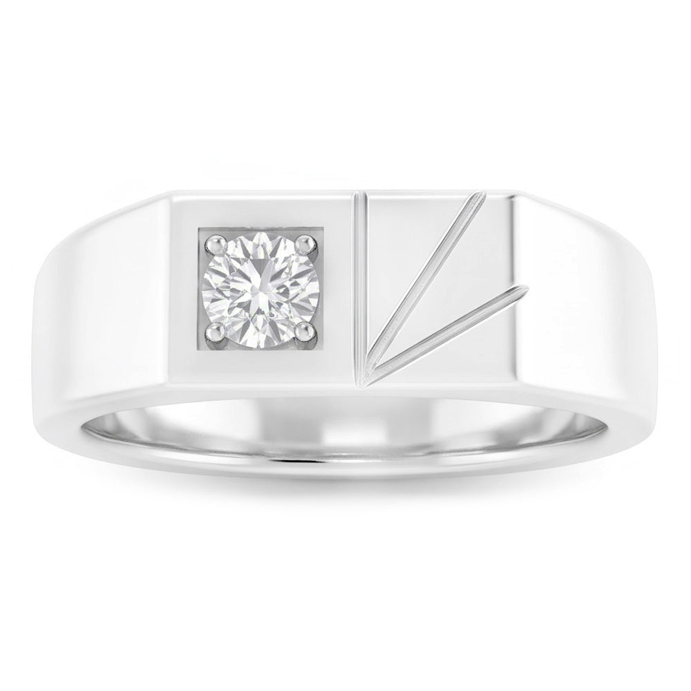 Oro 14 Carati Bianco Diamante Anello Monopietra – 1-carati