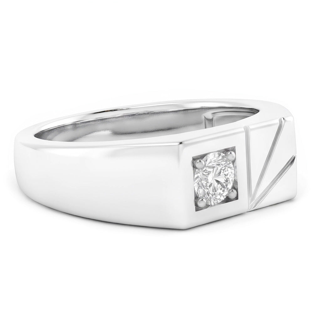 Oro 14 Carati Bianco Diamante Anello Monopietra – 1-carati