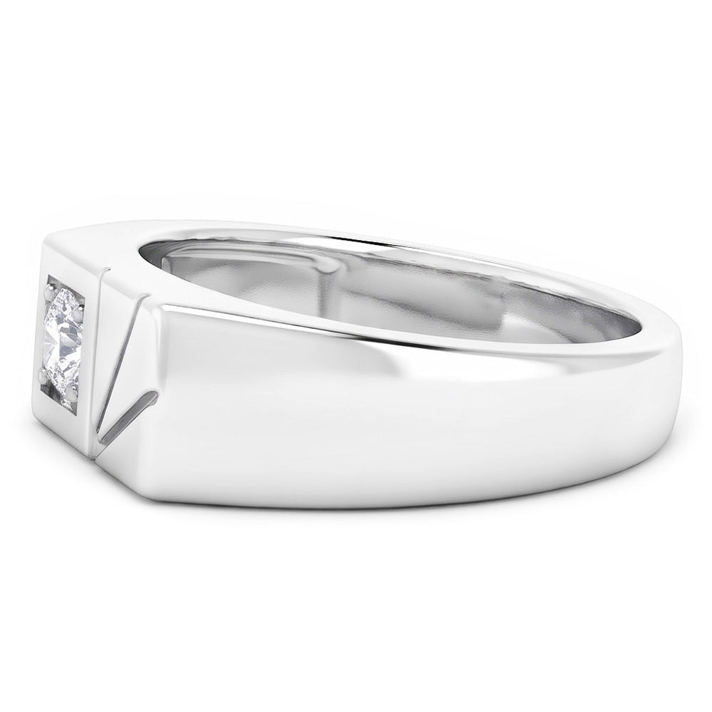 Oro 14 Carati Bianco Diamante Anello Monopietra – 1-carati