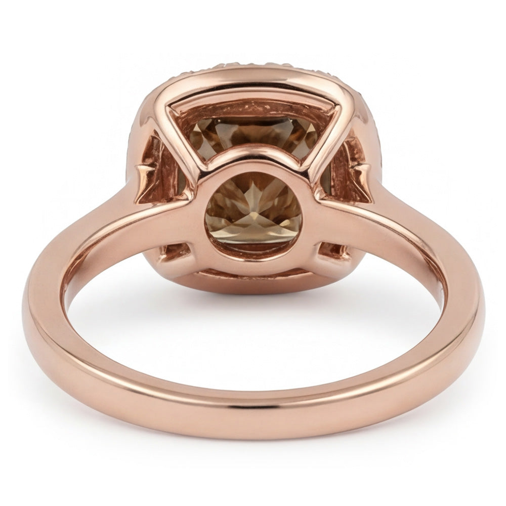 Oro 14 Carati Rosa Diamante Deserto Diamante Anello Halo 2 carati
