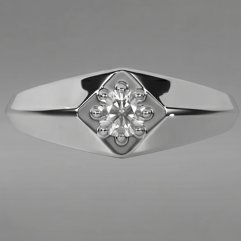 Oro Bianco Anello da Uomo Reale Diamante