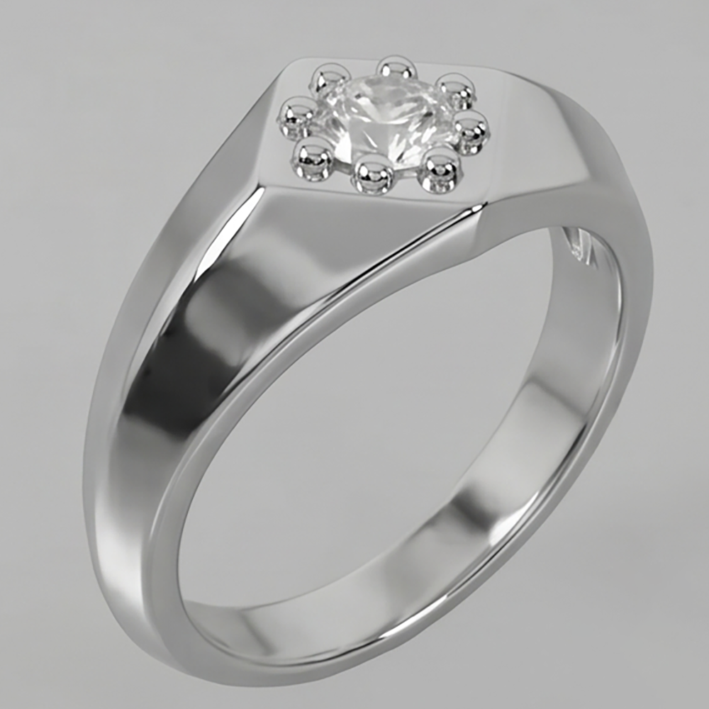 Oro Bianco Anello da Uomo Reale Diamante