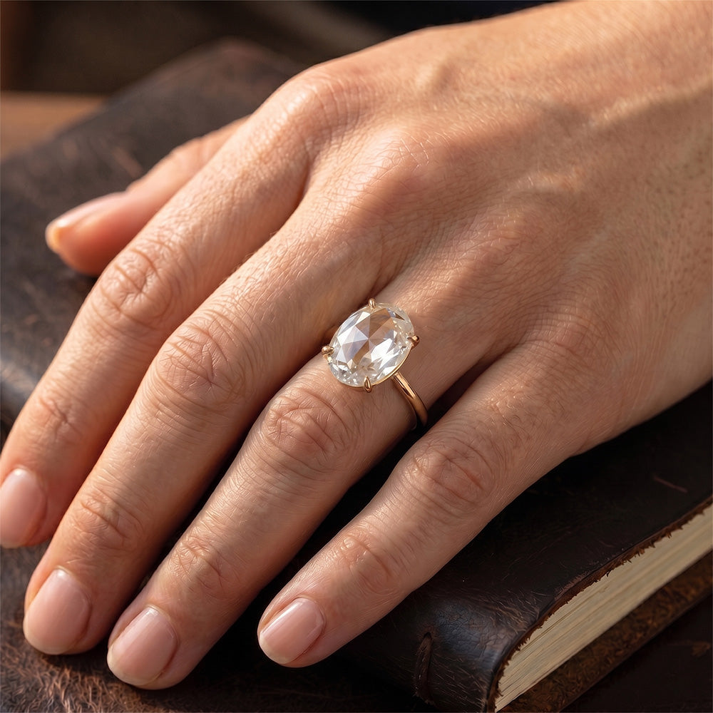 Oro Giallo 14K Diamante Fine Anello – 4,25-carati Ovale