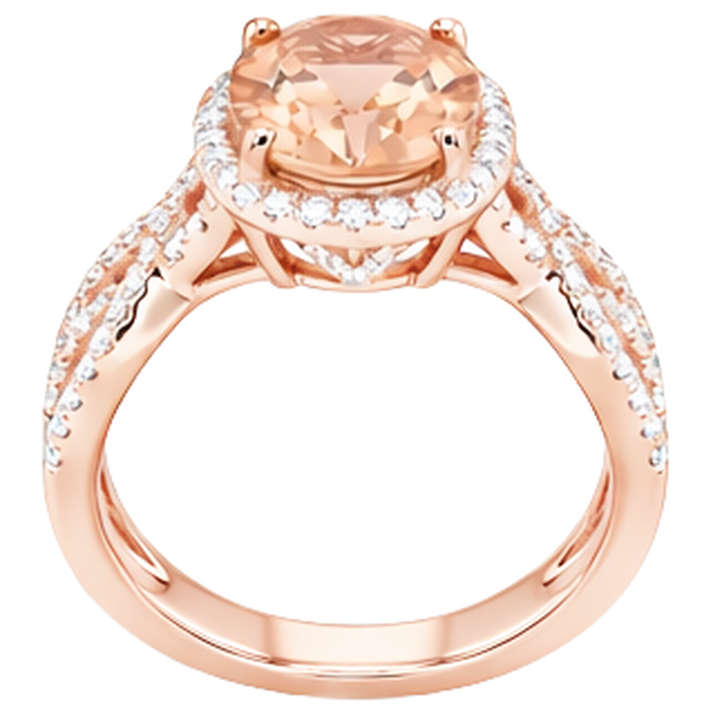 Oro rosa 14 carati 11.50 ct. Anello Morganite Con Diamanti Anniversario