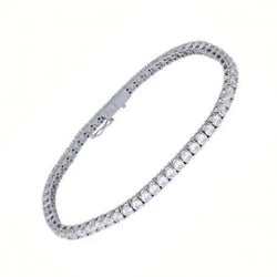 Oro Bianco Taglio rotondo Bracciale Tennis 6 Carati 14K Vero Diamante